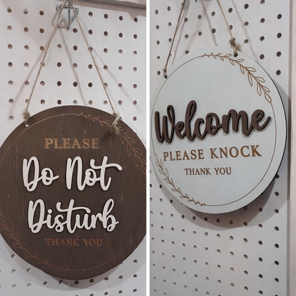 Double Sided Welcome Do Not Disturb Sign Round Hanging Door Plaque